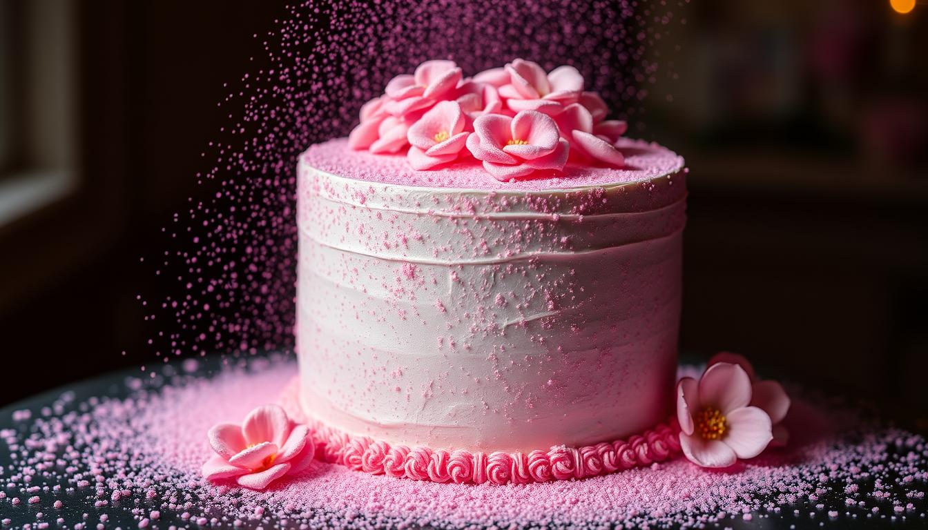 pink luster dust in cake decorating